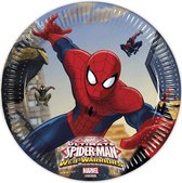 8 kartonnen Spiderman™ borden 20 cm - Feestdecoratievoorwerp
