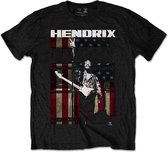 Jimi Hendrix Heren Tshirt -2XL- Peace Flag Zwart