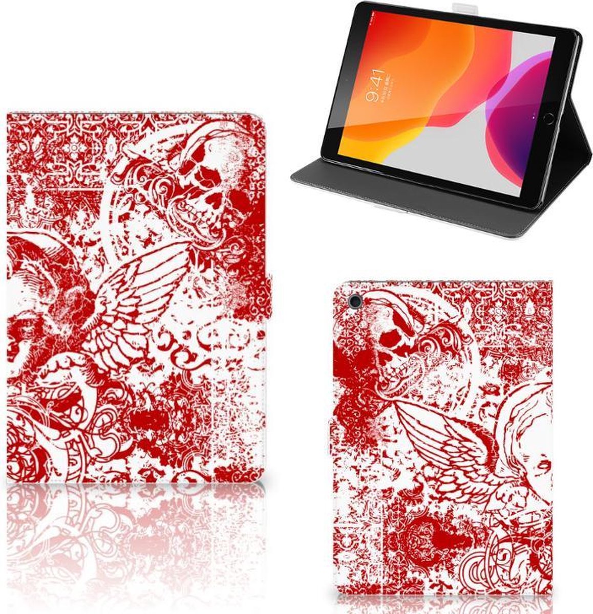 Tablettasje iPad 10.2 2019 | iPad 10.2 2020 | 10.2 2021 Angel Skull Rood