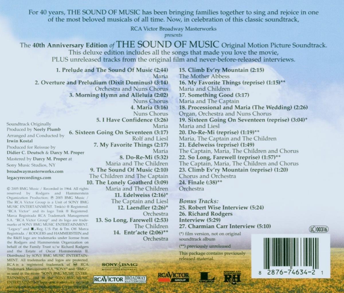 Sound Of Music (40th Anniversary Edition), Original Broadway Cast CD