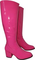 Disco laarzen - retro laarzen – Neon pink 42 - Lak - Elastiek bij kuit