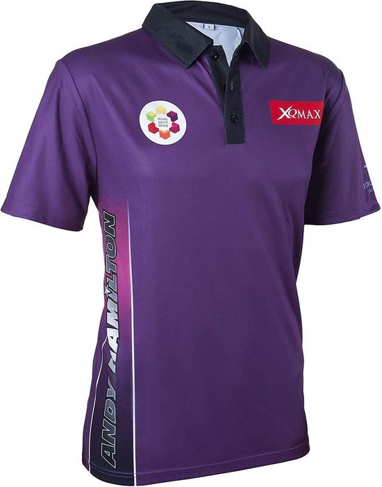 Foto: Xqmax darts andy hamilton replica wedstrijdshirt paars l qd9200340