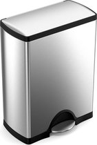 Simplehuman Deluxe Rectangular Pedaalemmer  - 50 l - Mat RVS