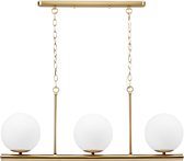 Relaxdays hanglamp - 3-lichts - 3 bollen - eettafel lamp - pendellamp - plafondlamp - goud