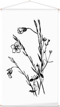 Geelhartje zwart-wit (Linum Cartharticum) - Foto op Textielposter - 60 x 90 cm