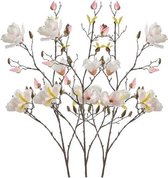 3x Creme kunst Magnolia tak 105 cm - Kunstbloemen