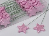 Kerststekers - Roze Sterstekers 48 Stuks 5cm