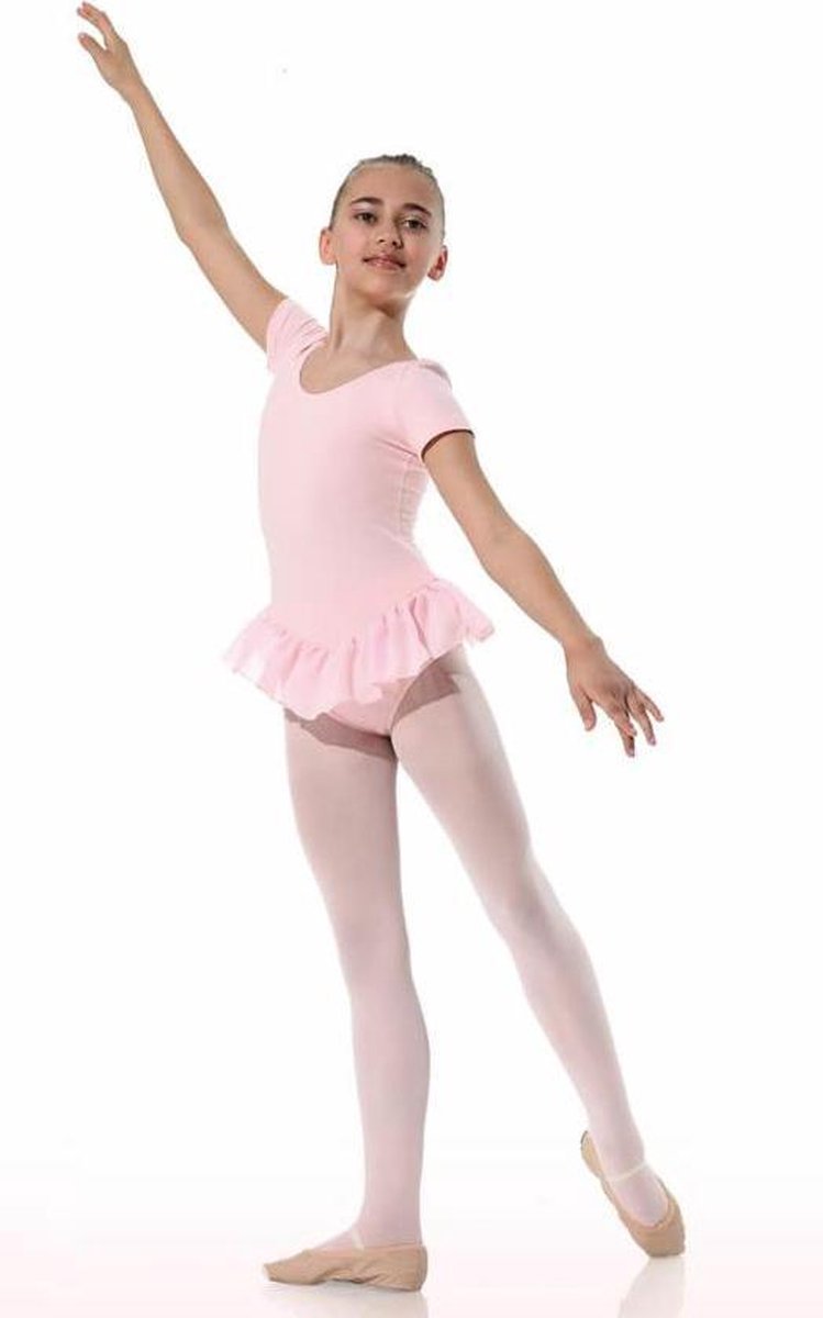 Danceries Balletpakje Laurasson Korte mouwen dubbele rok Roze Elasthan - Maat 122-128