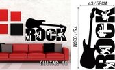 Muziek Rock Muursticker | zwart | 95x50 cm