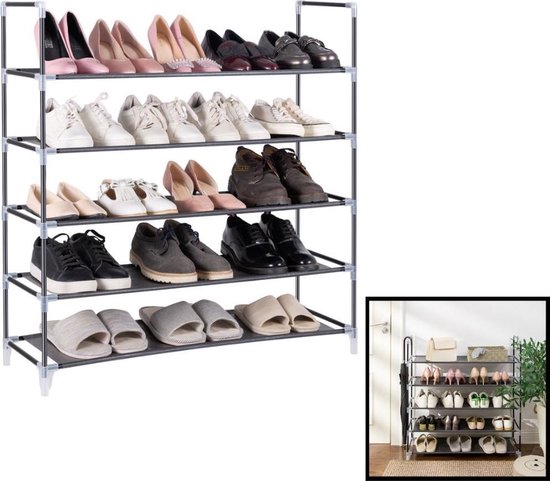 Niet doen toespraak piano Decopatent® XXL Schoenenrek Voor 25 paar schoenen - 5 etages - Organizer  voor schoenen... | bol.com