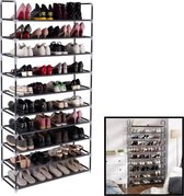 XXL Schoenenrek – schoenenbank – Schoenenrek metaal – Schoenen opbergsysteem – Organizer voor schoenen – Opbergrek – Schoenenkast – Voor 50 paar schoenen – 10 etages - Zwart