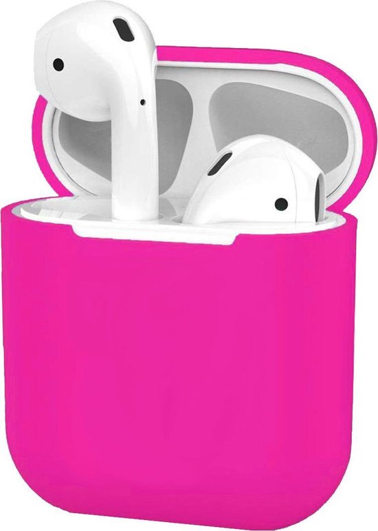 Case Geschikt voor AirPods 2 Hoesje Hoes Siliconen Met Clip Cover Dun - Hoesje Geschikt voor Apple Airpods 2 Siliconen Met Clip - Roze