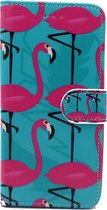iPhone SE (2022 / 2020) - iPhone 7 & 8 Hoesje met Print - Portemonnee Book Case - Kaarthouder & Magneetlipje - Flamingo's