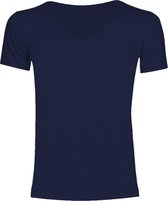 Schiesser Laser Cut - naadloos heren T-shirt diepe V-hals - blauw -  Maat XL