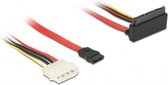 SATA haaks naar SATA data- en Molex voedingskabel - SATA600 - 6 Gbit/s / rood - 0,30 meter