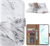 Xssive Hoesje voor Samsung Galaxy Note 10 - Book Case - Marmer Wit