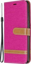 Denim Book Case - Xiaomi Redmi Note 8 Pro Hoesje - Roze