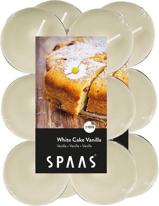 24x Maxi geurtheelichtjes White Cake Vanilla 10 branduren - Geurkaarsen cake/vanille geur - Grote waxinelichtjes