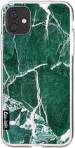 Casetastic Apple iPhone 11 Hoesje - Softcover Hoesje met Design - Dark Green Marble Print