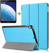 Tablet hoes geschikt voor iPad Air 10.5 (2019)je - Tri-Fold Book Case + Screenprotector - Licht Blauw