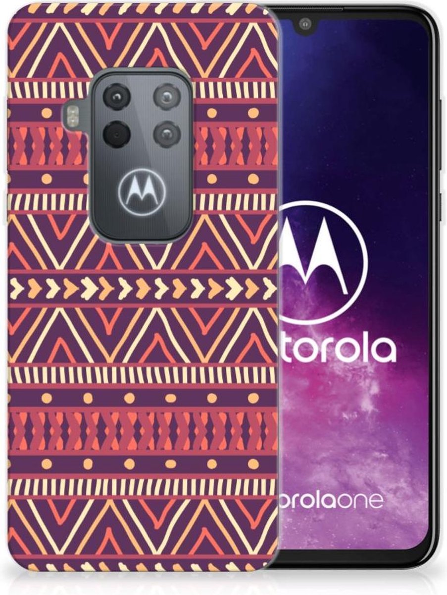 TPU Hoesje voor Motorola One Zoom TPU bumper Aztec Paars