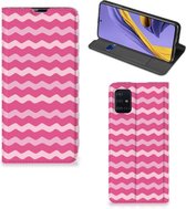 Geschikt voor Samsung Galaxy A51 Smartphone Hoesje Waves Pink