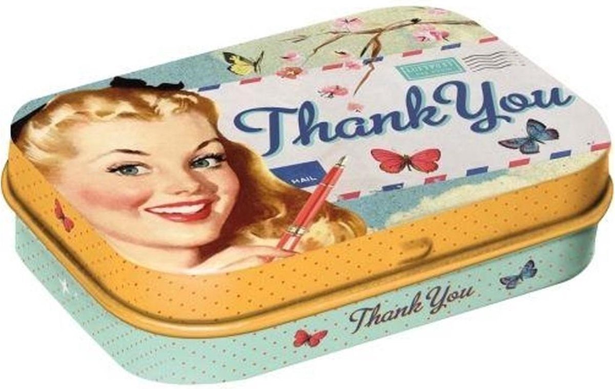 Mint box Thank You | Nostalgic Art pepermuntdoosje 4 x 6 cm