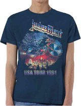 Judas Priest Heren Tshirt -L- Painkiller US Tour 91 Blauw