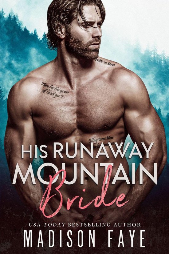 Man met tatoeages, borstbeeld, His Runaway Mountain Bride, Madison Faye