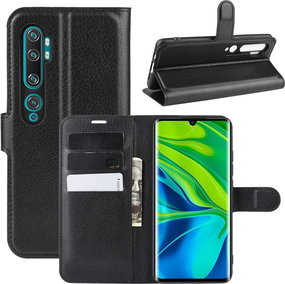 Book Case - Geschikt voor Xiaomi Mi Note 10 Hoesje - Zwart