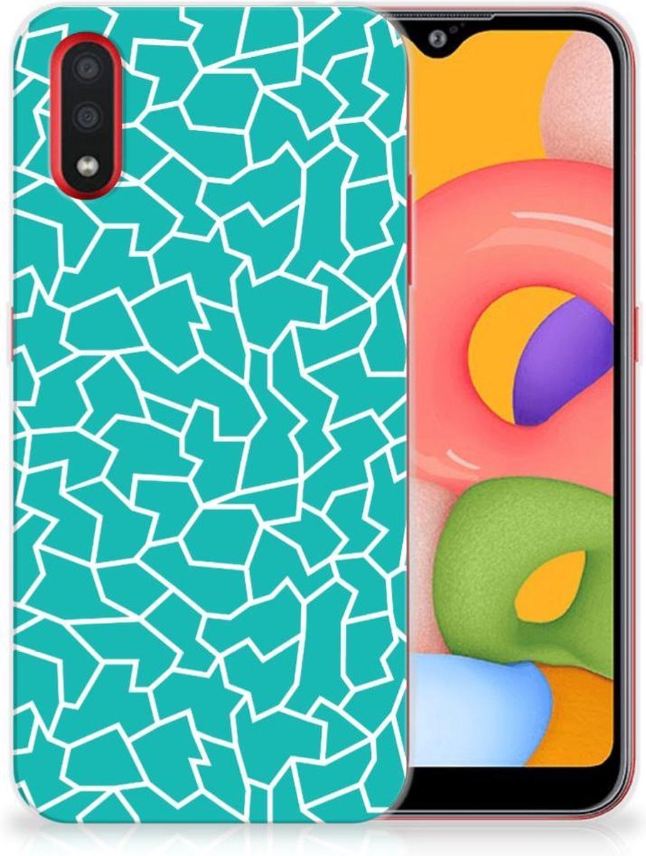 Samsung Galaxy A01 Hoesje maken Cracks Blue