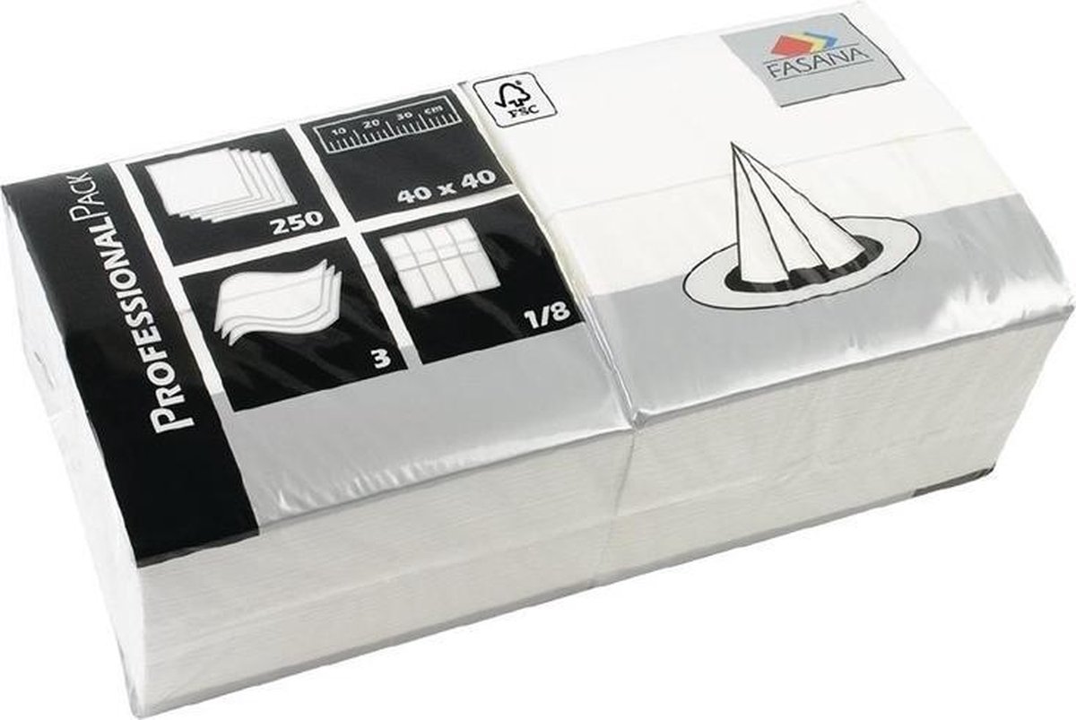 Professionele Papieren Servetten - 40 X 40cm - Wit - Fasana GD125 - Restaurant - Hotel - Professioneel