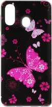 ADEL Siliconen Back Cover Softcase Hoesje Geschikt voor Samsung Galaxy A40 - Vlinder Roze