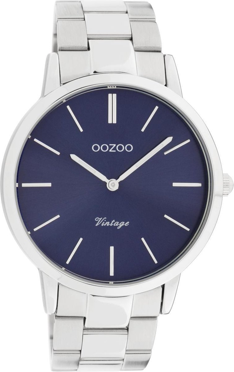 OOZOO Vintage series - zilverkleurige horloge met zilverkleurige roestvrijstalen armband - C20020 - Ø42