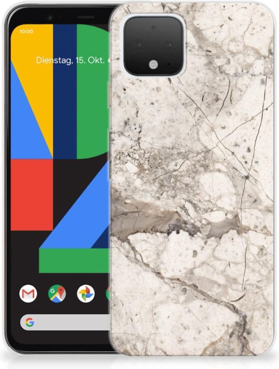 Google Pixel 4 TPU Siliconen Hoesje Marmer Beige