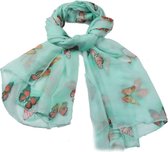 Dielay - Sjaal met Vlinders - 180x90 cm - Blauw