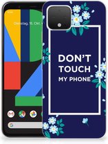 Google Pixel 4 Silicone-hoesje Flowers Blue DTMP