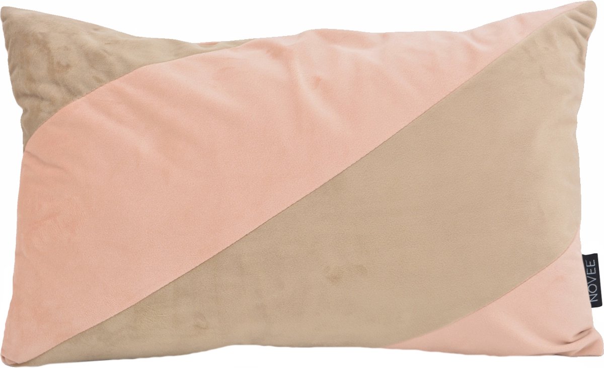 NOVÉE Velvet Swirl Roze/Beige Kussenhoes | 30 x 50 cm | Fluweel/Polyester