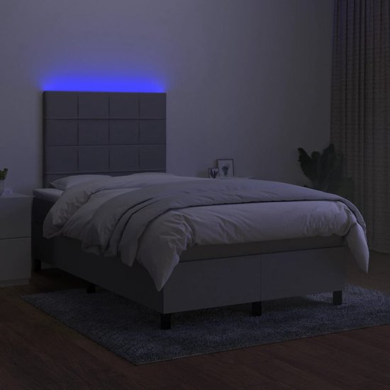vidaXL-Boxspring-met-matras-en-LED-stof-lichtgrijs-120x190-cm