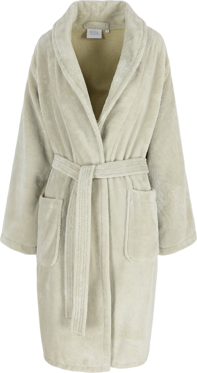 Casilin - Badjas Teddy voor Dames en Heren - Maat M - Voor Volwassen - Met riem - Badstof, Fleece, Katoen - Absorberend - Wasmachinebestendig - Beige