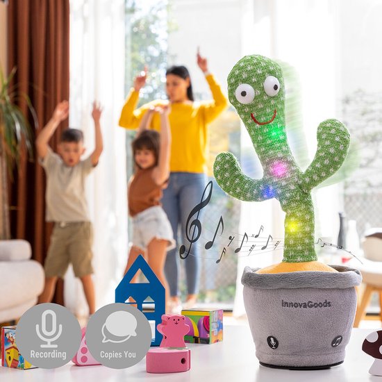 Foto: Dansende pratende pluchen cactus met muziek en veelkleurige ledlampjes pinxi innovagoods