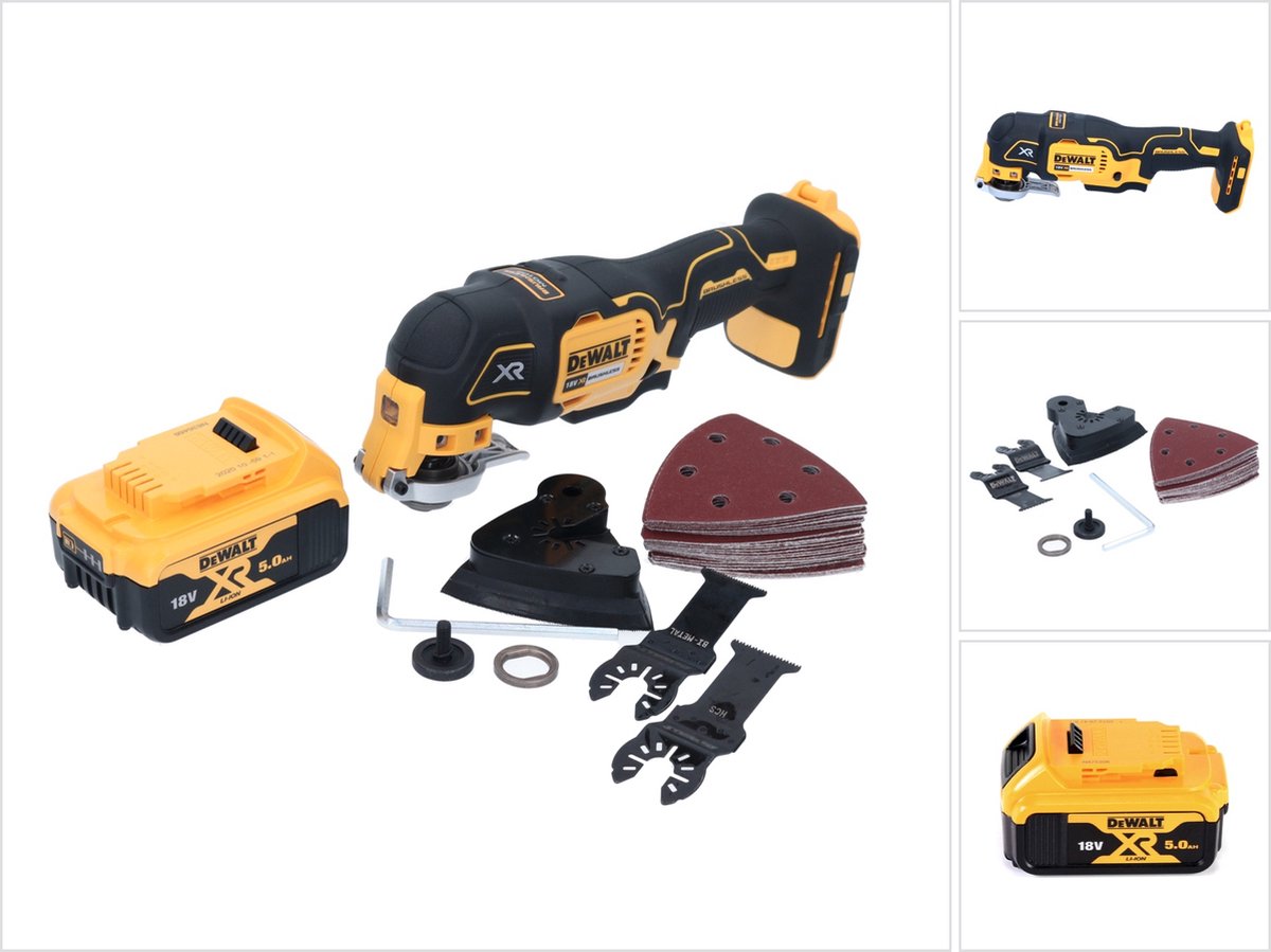 DeWalt DCS 355 N accu-oscillator multitool 18 V borstelloos + 1x accu 5,0 Ah + accessoires - zonder oplader