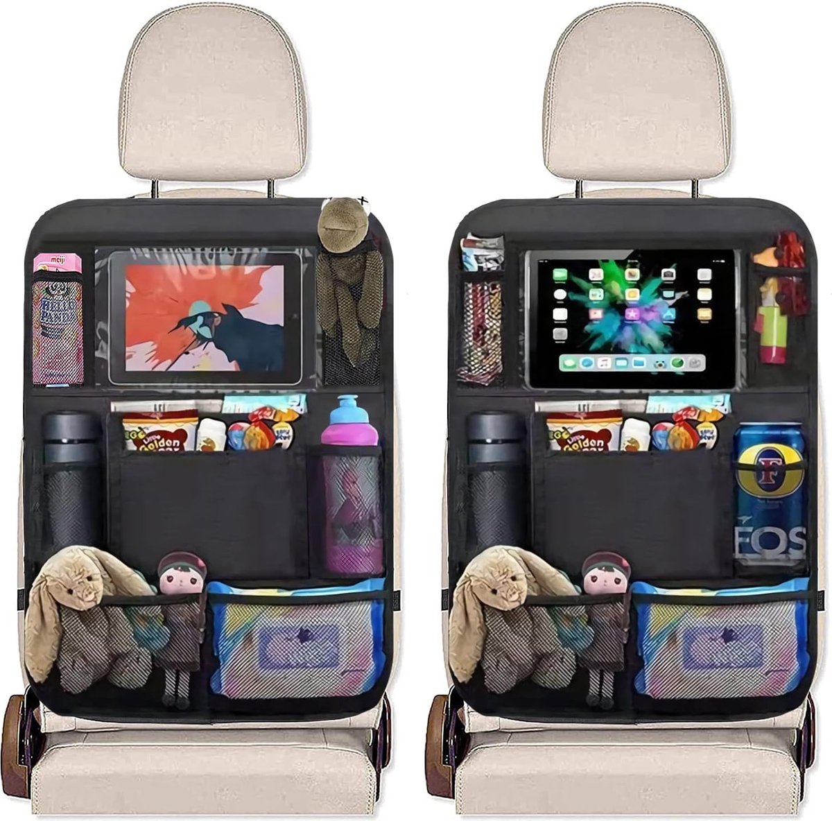 Geschikt Voor 2-pack, Organizer Voor De Achterbank Van De Auto Met Tafelblad 9 Opbergvakken Met Tablethouder Schopmat Achterbankhoes Reisbenodigdheden Voor Een Roadtrip Met Kinderen En Het Gezin
