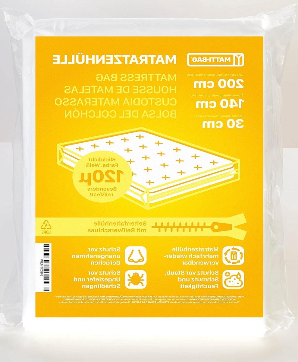 Housse De Matelas En Plastique 140 X 200 Cm Avec Large Fermeture Éclair - Sac Impermeable Indéchirable Pour Stockage Et Déménagement