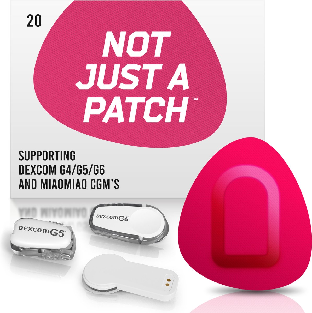 Goedkoopste Not Just A Patch - Pink Patch - Sensor patch pleister for Dexcom or MiaoMiao Libre – 20 pack – M (maat