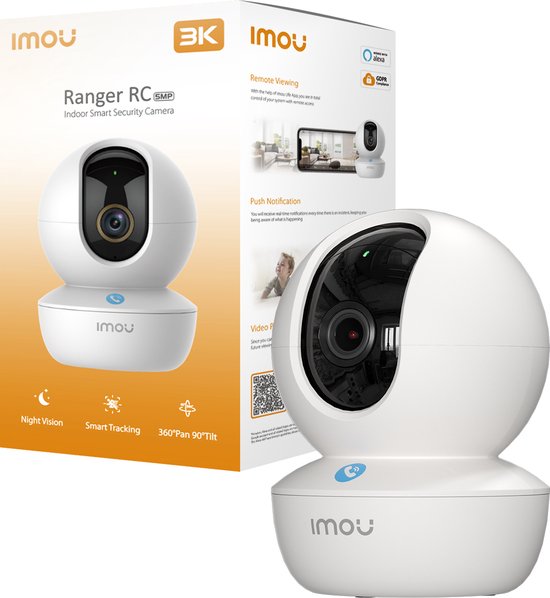 Foto: Imou ranger rc babyfoon met 3k camera met app panoramisch draaien en kantelen voor volledige 355 dekking direct in contact met familieleden met n druk op de fysieke knop van de camera