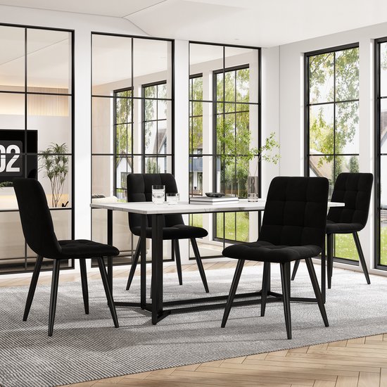 HOMCOM Eetset, 4-delig, Tafel, 2 Krukken en Bank, Compact, Metalen