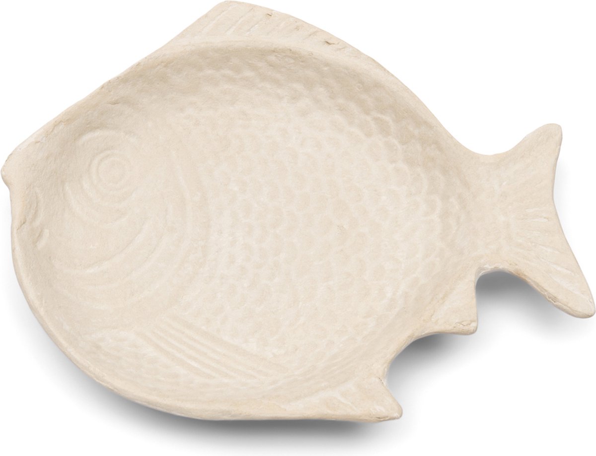 Riviera Maison Decoratie Schaal Wit diepe schaal Papier Mache vis - Lovely Fish decoratieschaal 27 cm lang