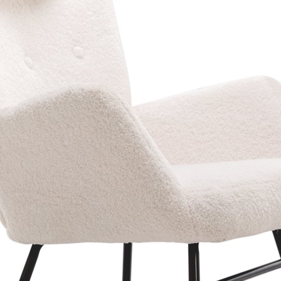 Sweiko Schommelstoel - Teddy fauteuil - Met hoofdsteun + hocker - Belastbaar 100kg - Wit