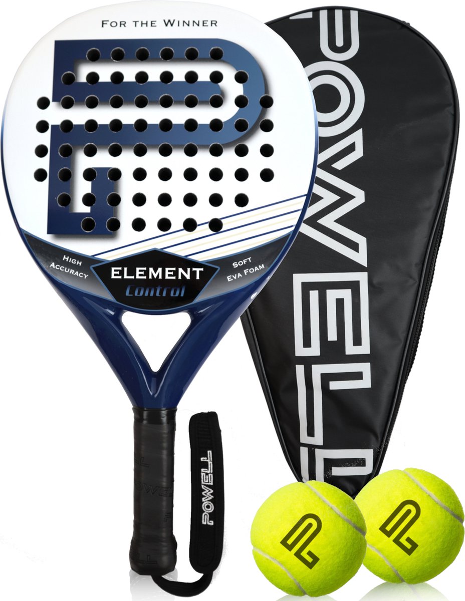 POWELL Padel Racket met Hoes- Rond Carbon Fiberglass